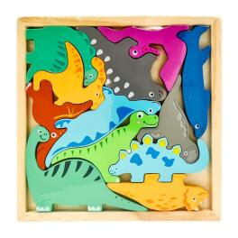 Puzzle drewniane na planszy Dino